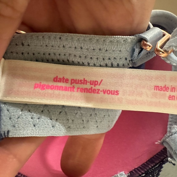 🚫sold🚫Date Push Up Bra 34DD Navy Lace Bralette with Light Blue Straps - Picture 4 of 6